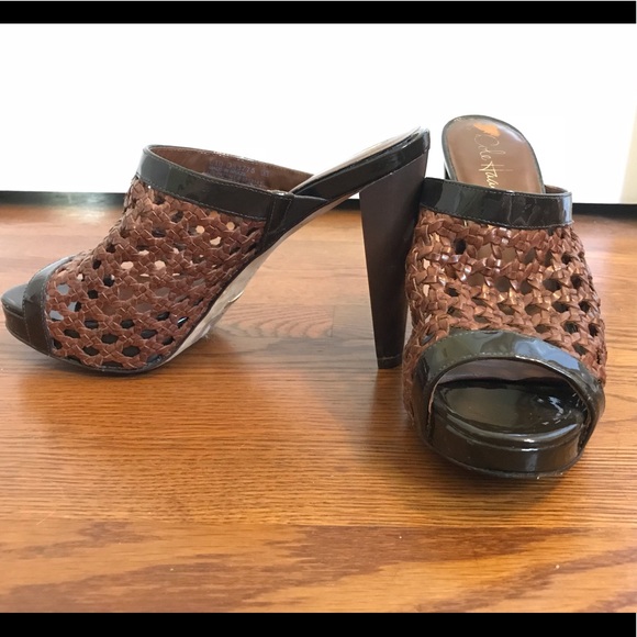 Beautiful Brown & Black Woven Slide Heels - Picture 6 of 7